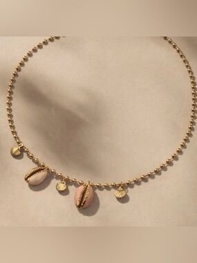 Gold Shell Charm Necklace  Boho Jewelry